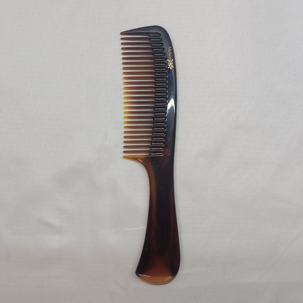 Vintage Melco Faux Tortoise Shell Handle Hair Comb Brown Made in Colombia 3053